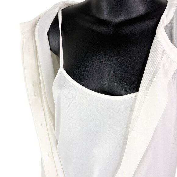 Banana Republic Georgette Sheer Ivory Pintuck Blouse With Camisole Women’s XS - Picture 6 of 11